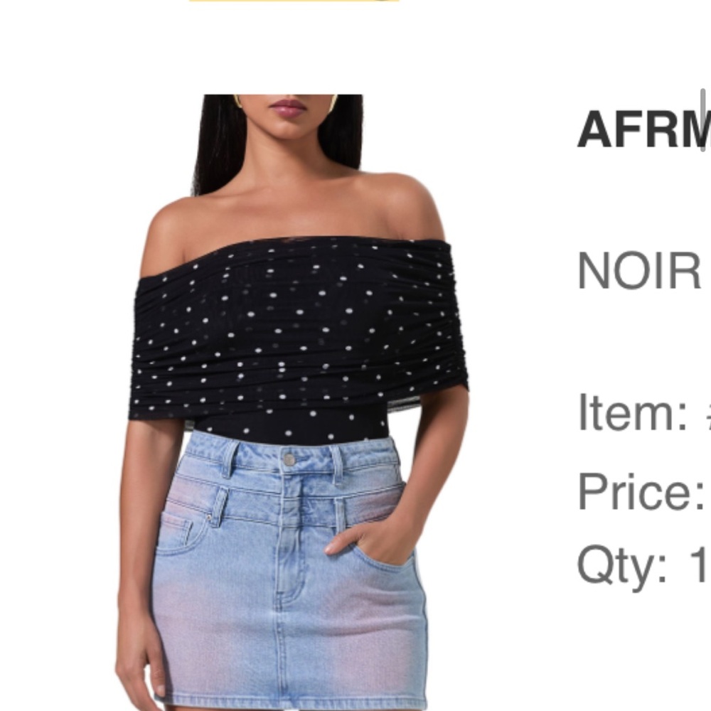 AFRM Noir Off-Shoulder Blouse bodysuit